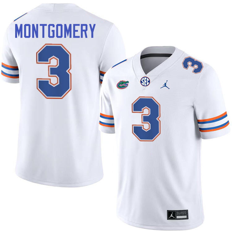 Naeshaun Montgomery Florida Jersey,Florida Gators #3 Naeshaun Montgomery Uniforms,Jersey Youth-White